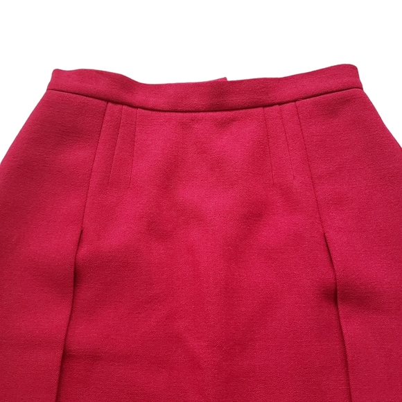 PRADA deep red virgin wool blend pencil skirt with two side slits - Picture 4 of 13